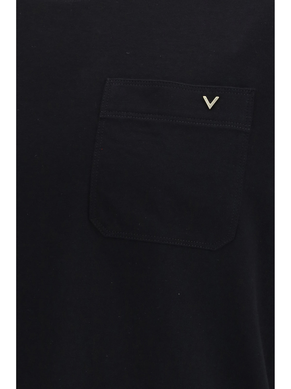 Valentino Cotton T-shirt with VGold - Black