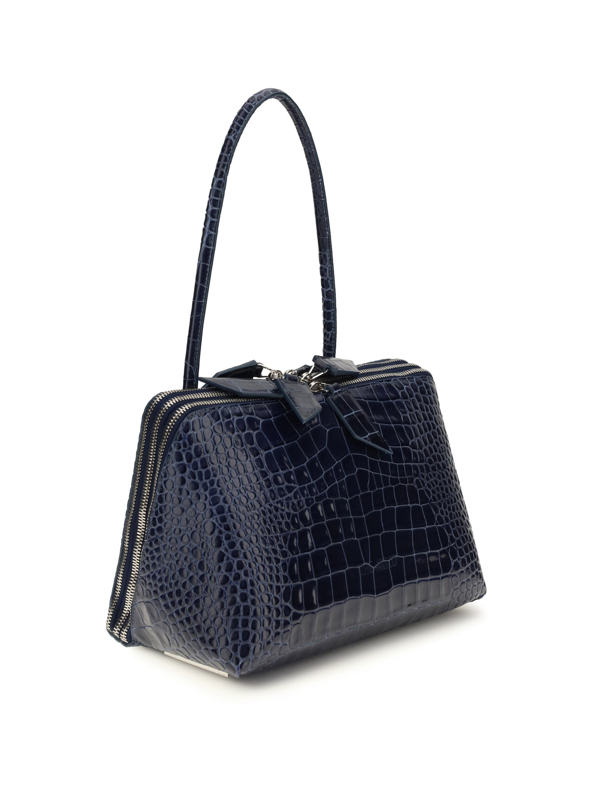 The Attico L’altra di Milano crocodile-effect Shoulder Bag - Dark Blue