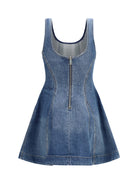 Self-Portrait Denim flared mini Dress - Blue
