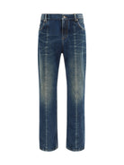 Versace Distressed straight-leg Jeans - Dirty Blue