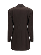 Saint Laurent Double-breasted pinstripe mélange wool Jacket - Marron/Beige