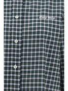 Miu Miu Checked embroidered Shirt - Bianco+Verde