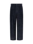 Giorgio Armani Wide-leg ribbed viscose velvet Pants - Anthracite