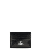 Vivienne Westwood Leather Card Holder with Orb logo - Black