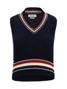 Thom Browne Hector striped V-neck Vest - Navy