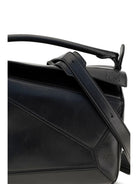 Loewe Large paper-effect calfskin Puzzle Handbag - Black
