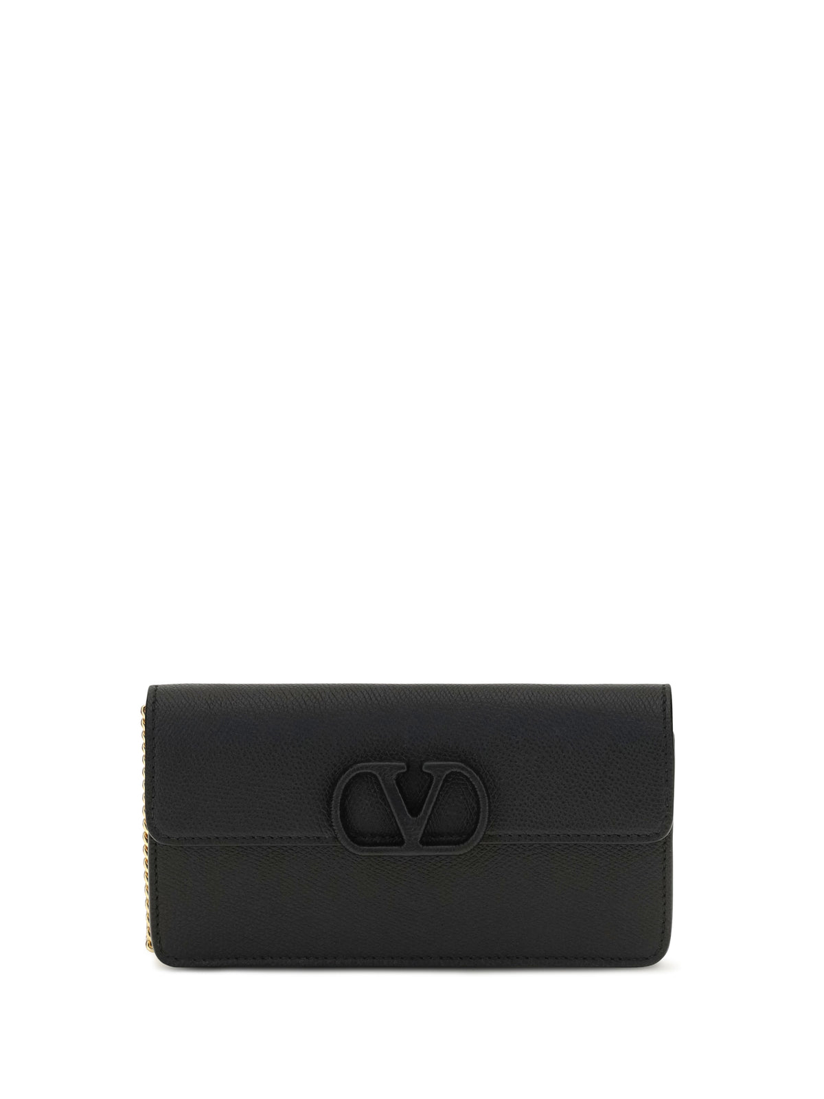 Valentino VLogo signature grainy calfskin chain Wallet - Black