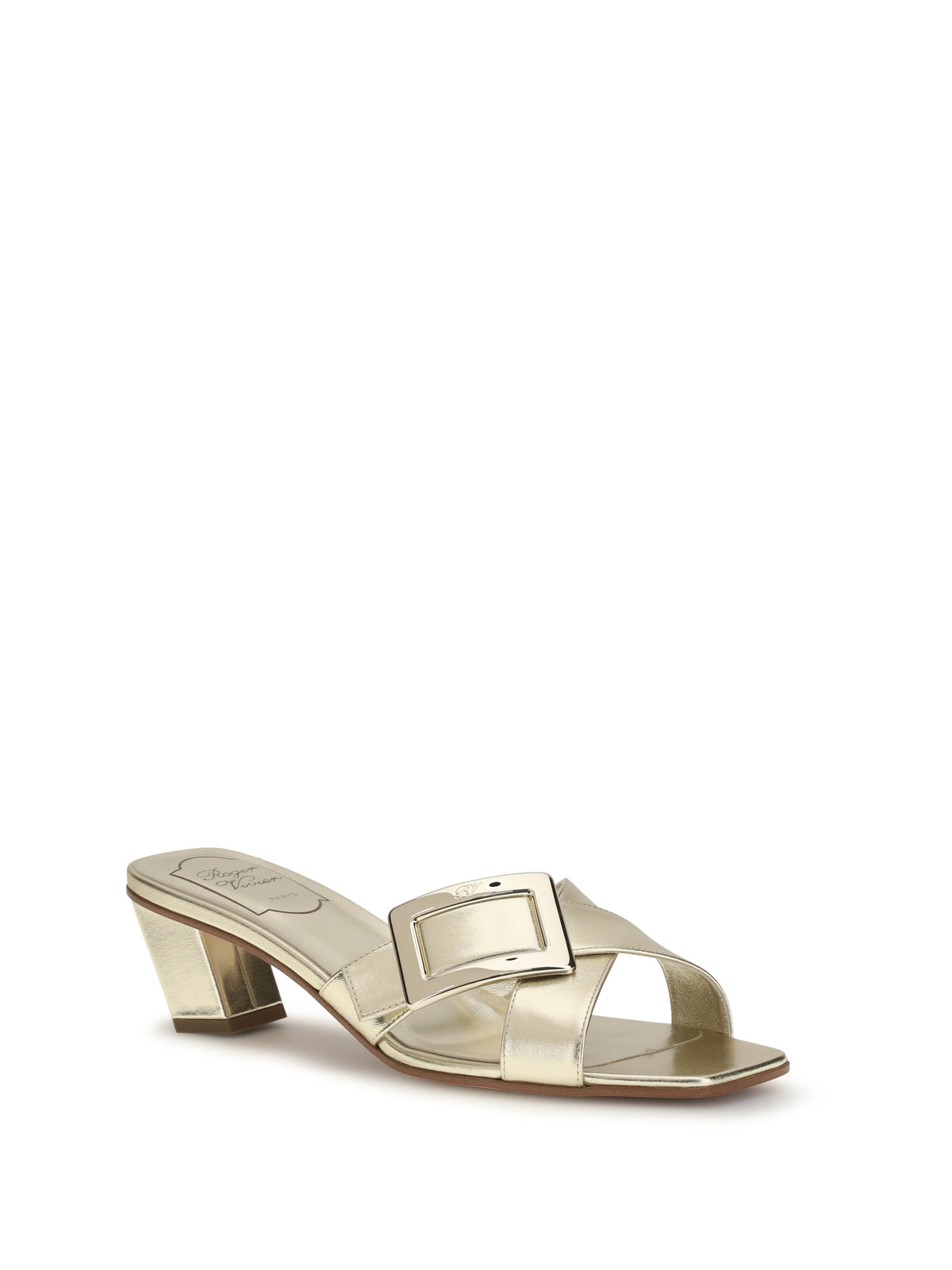 Roger Vivier Laminated leather Mules Sandals - Gold Light
