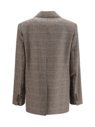 Max Mara Studio Checked pattern wool Blazer - Black/Natural