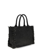 Pinko Medium Beach Rafia Tote Bag - Black-Antique Gold