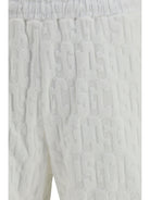 GCDS Shorts with all-over monogram - Optic White/White