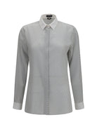 Tom Ford Diamond print silk crêpe de chine Shirt - Off White+Black