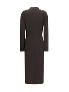 Brunello Cucinelli Techno wool jersey Draped Dress with monili - Caffe'