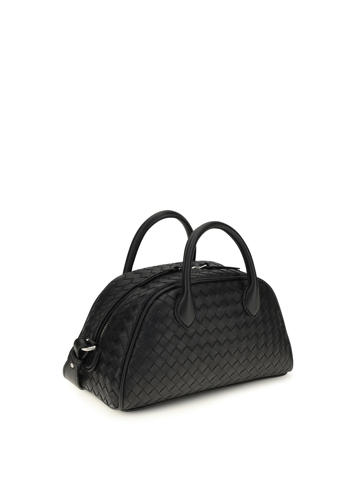 Bottega Veneta Small Intrecciato leather Bauletto Handbag - Black-Silver