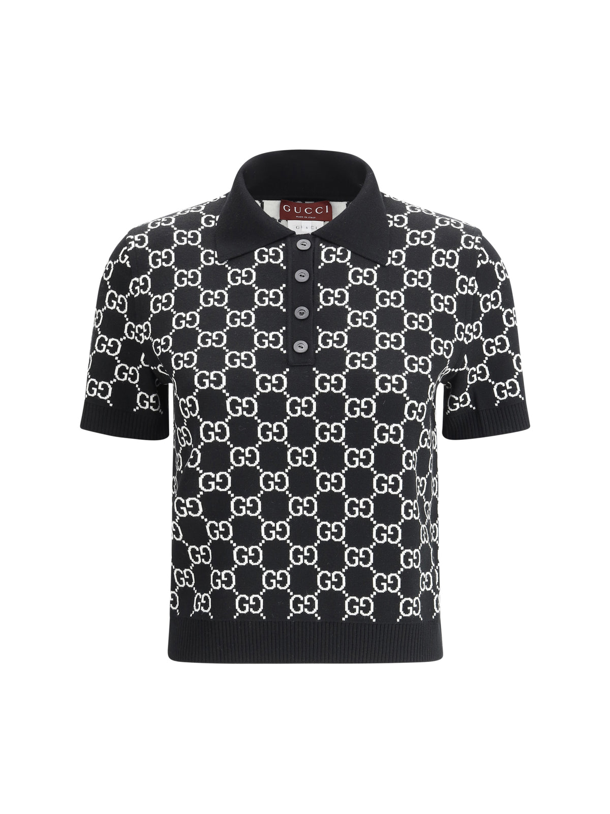 Gucci GG wool jacquard Polo Top - Black/White