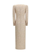 Alessandra Rich Jacquard draped Dress with flounces - Cream