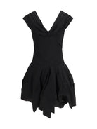 Magda Butrym Midi Dress with draped shawl collar - Black