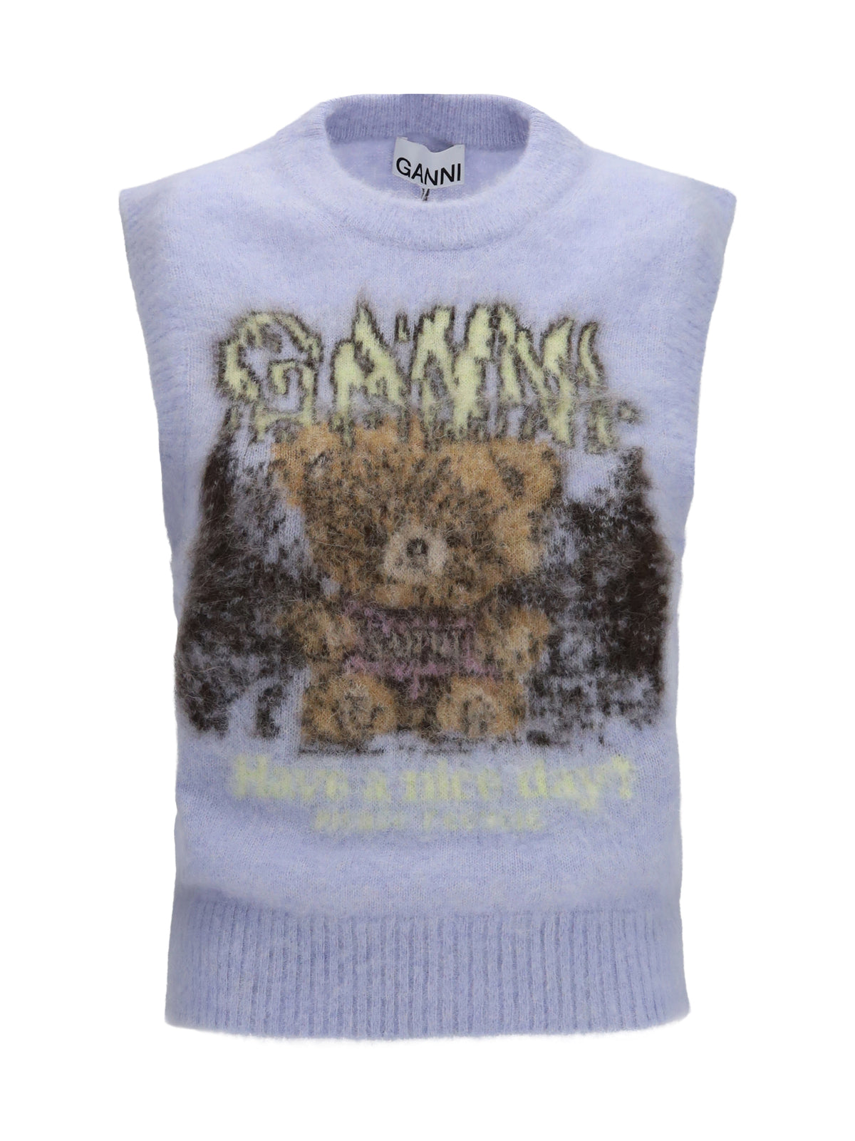 Ganni Teddy brushed alpaca Vest - Arctic Ice