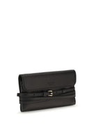 Moschino Leather Wallet with buckle detail - Black