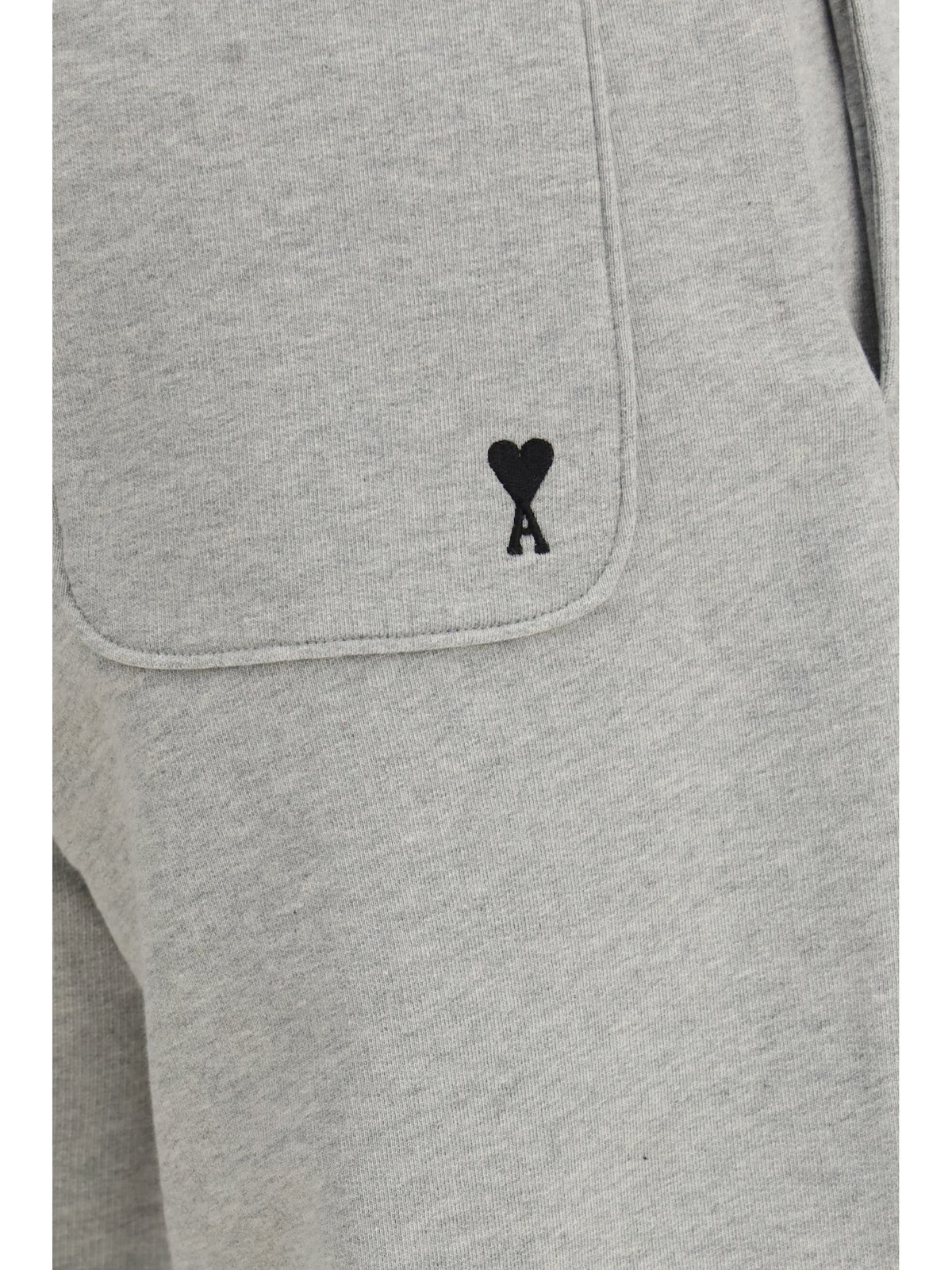 Ami Paris Ami de Cœur cotton Sweatpants - Gris Cendre Chine/Noir