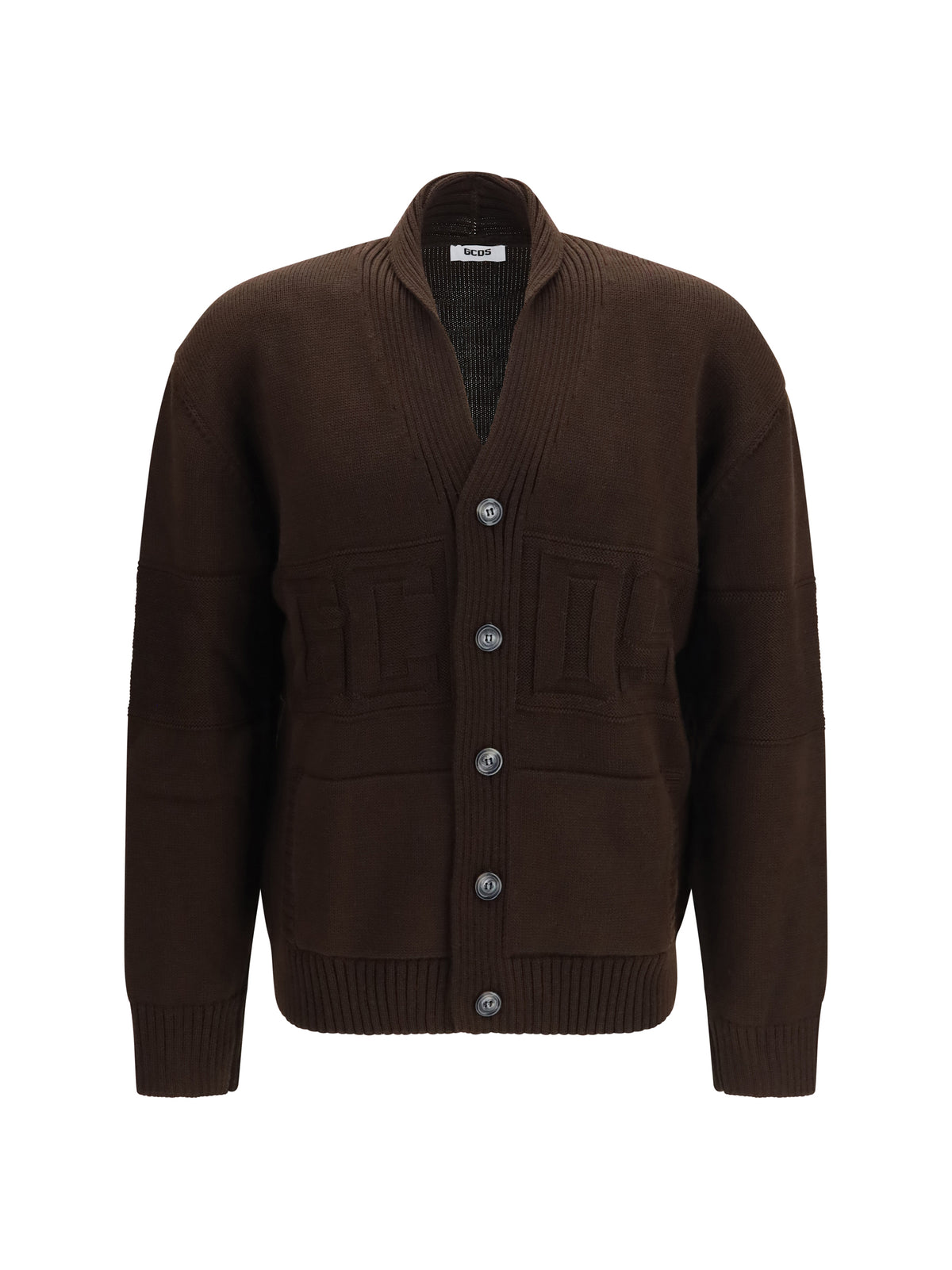 GCDS Buttoned logo Cardigan - Turkish Coffee/Brown