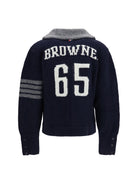 Thom Browne Browne 65 Hooded jersey Cardigan - Navy
