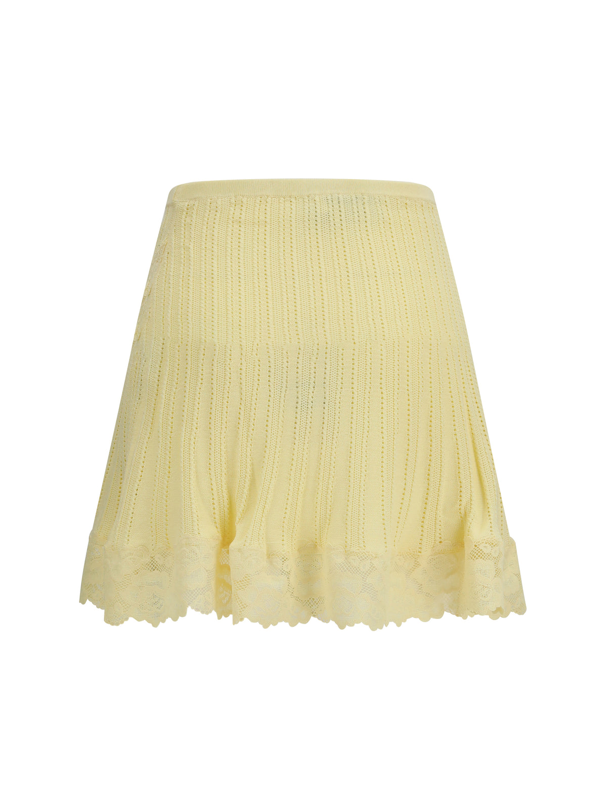Self-Portrait Pointelle knit mini Skirt - Yellow