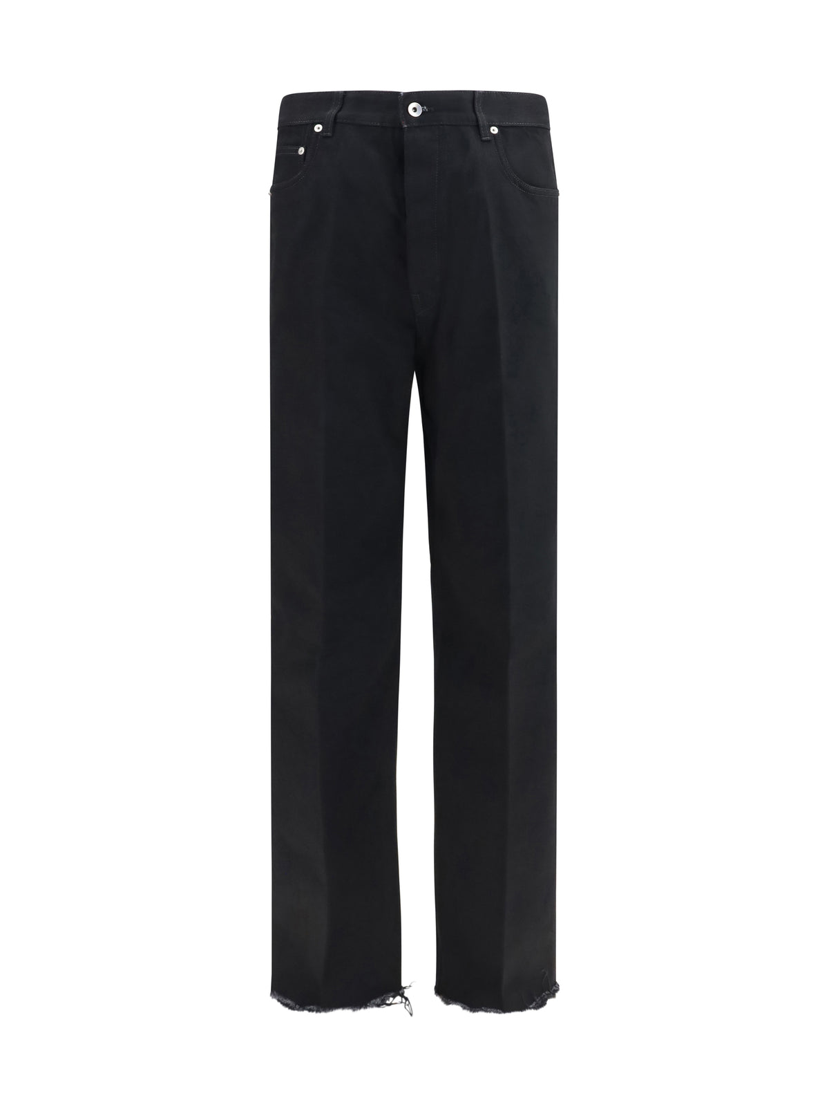 Rick Owens Frayed hem cotton Jeans - Black