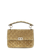 Valentino Garavani Medium Rockstud Spike suede Top Handle Bag - Havana Beige