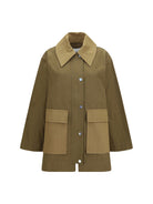 Ganni Oversized cotton Jacket - Military Olive