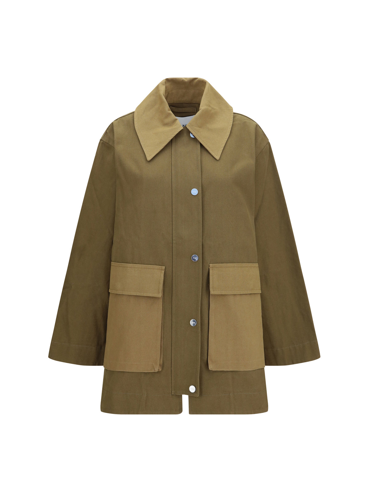 Ganni Oversized cotton Jacket - Military Olive