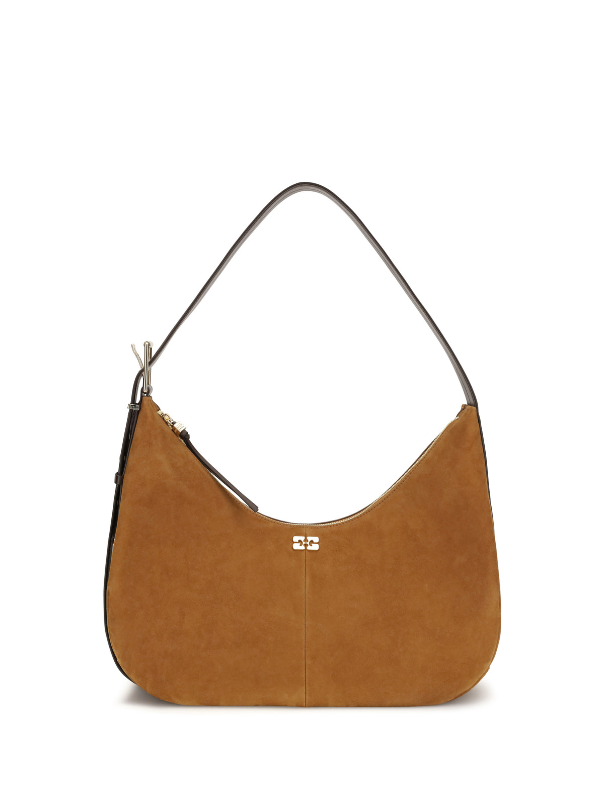 Ganni Suede vegan Shoulder Bag - Caramel Café
