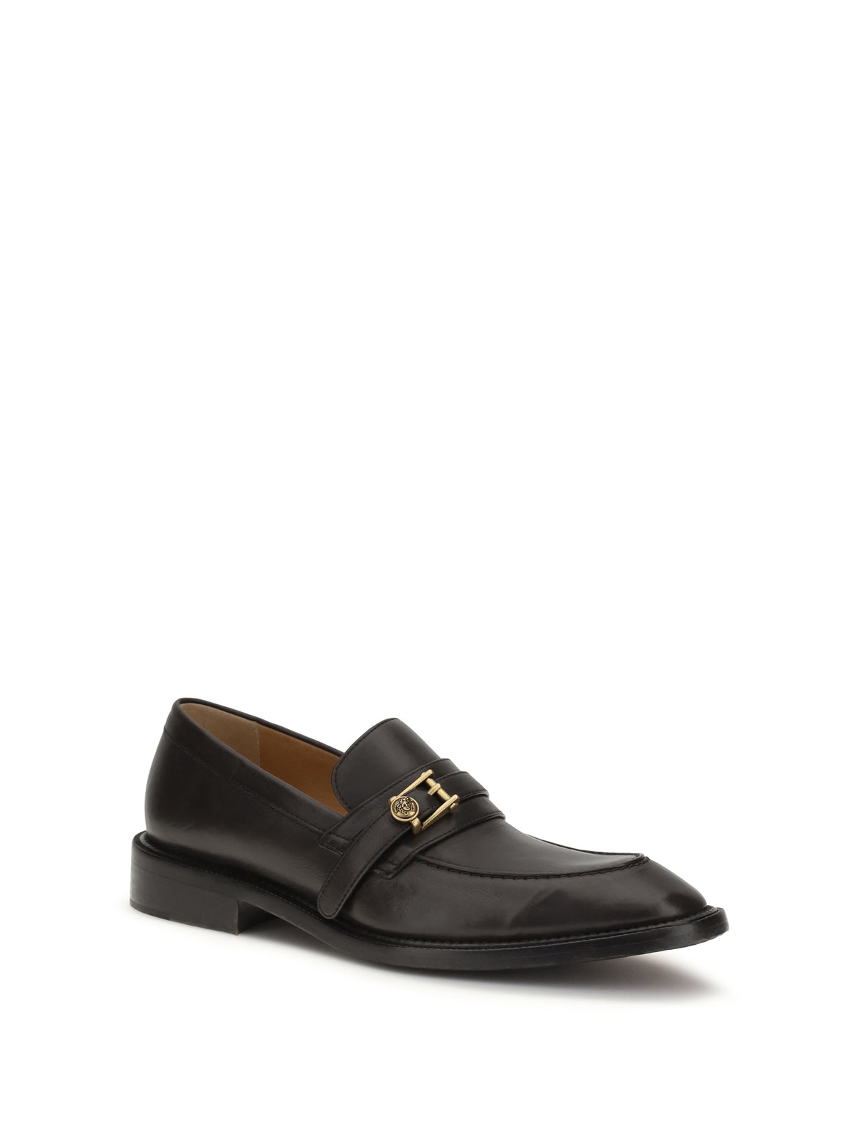 Versace Leather Loafers with Medusa accessory - Ebony-Gold