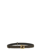 Fendi Reversible Belt with FF facquard fabric - Nero+Tab.Moro+Obur