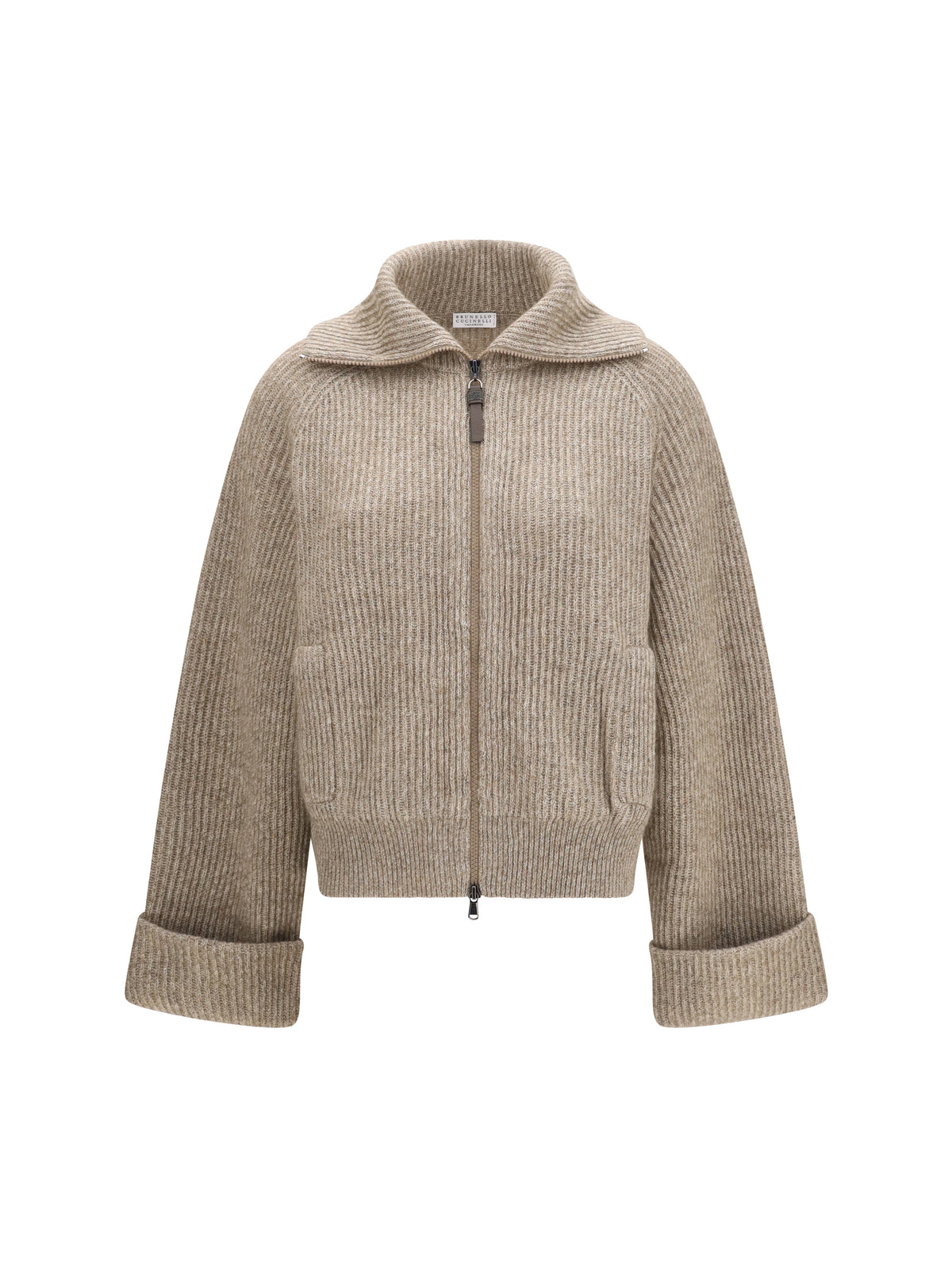 Brunello Cucinelli High-neck Sweater with wide sleeves - Beige