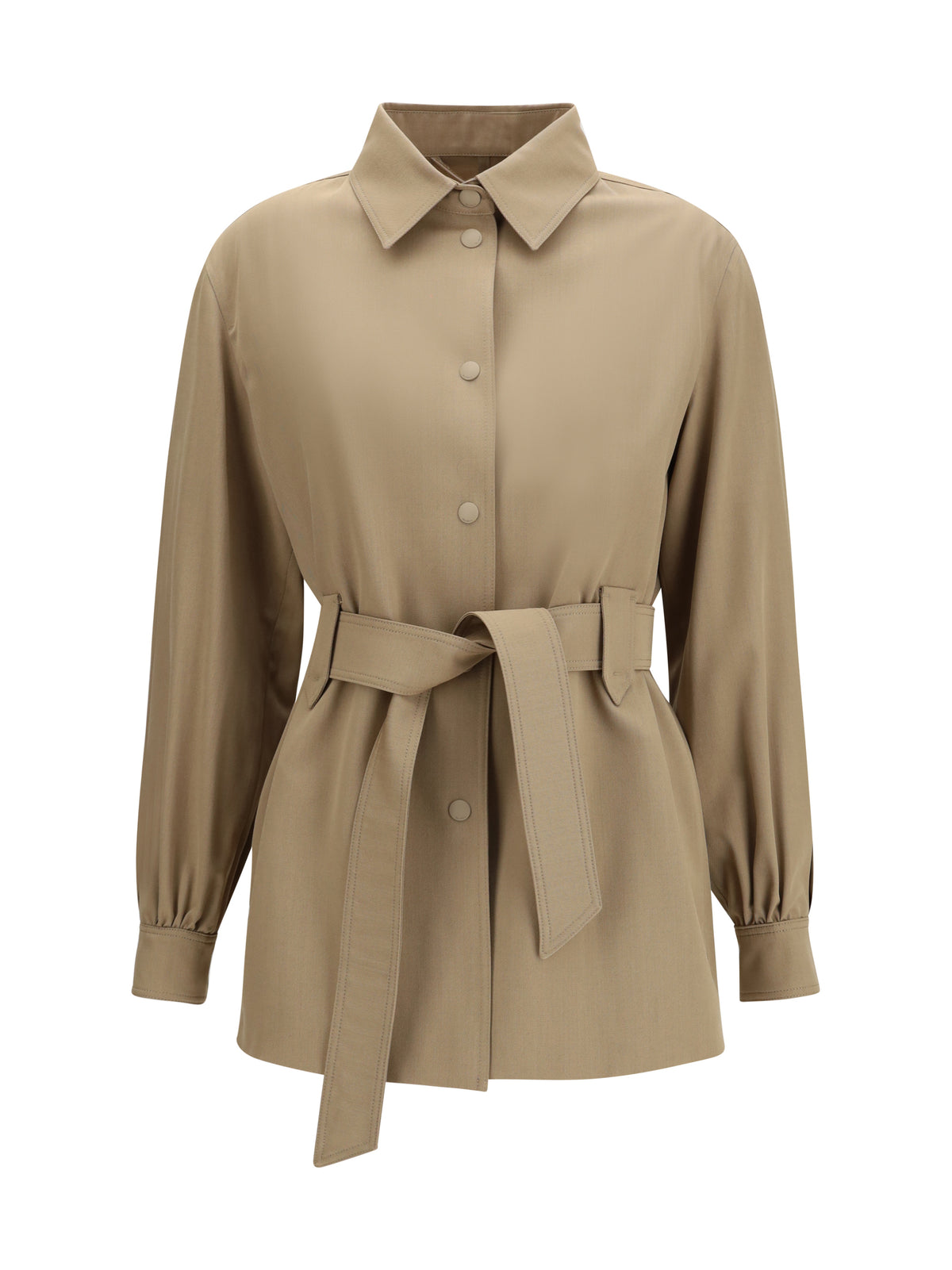 Max Mara Wool Jacket-shirt with belt - Hazelnut