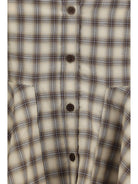 Ganni Check flannel Peplum Shirt - Oyster Gray