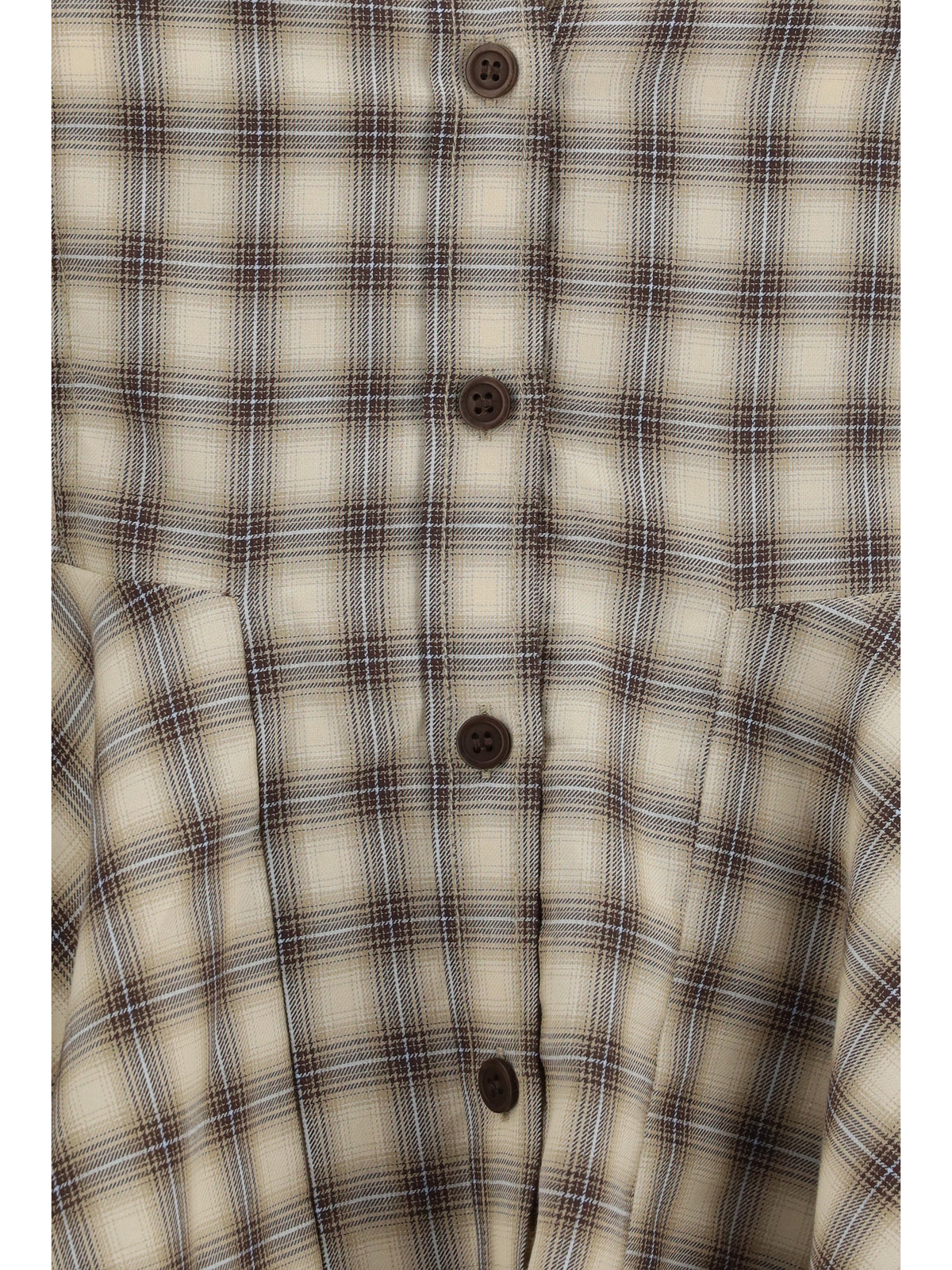 Ganni Check flannel Peplum Shirt - Oyster Gray