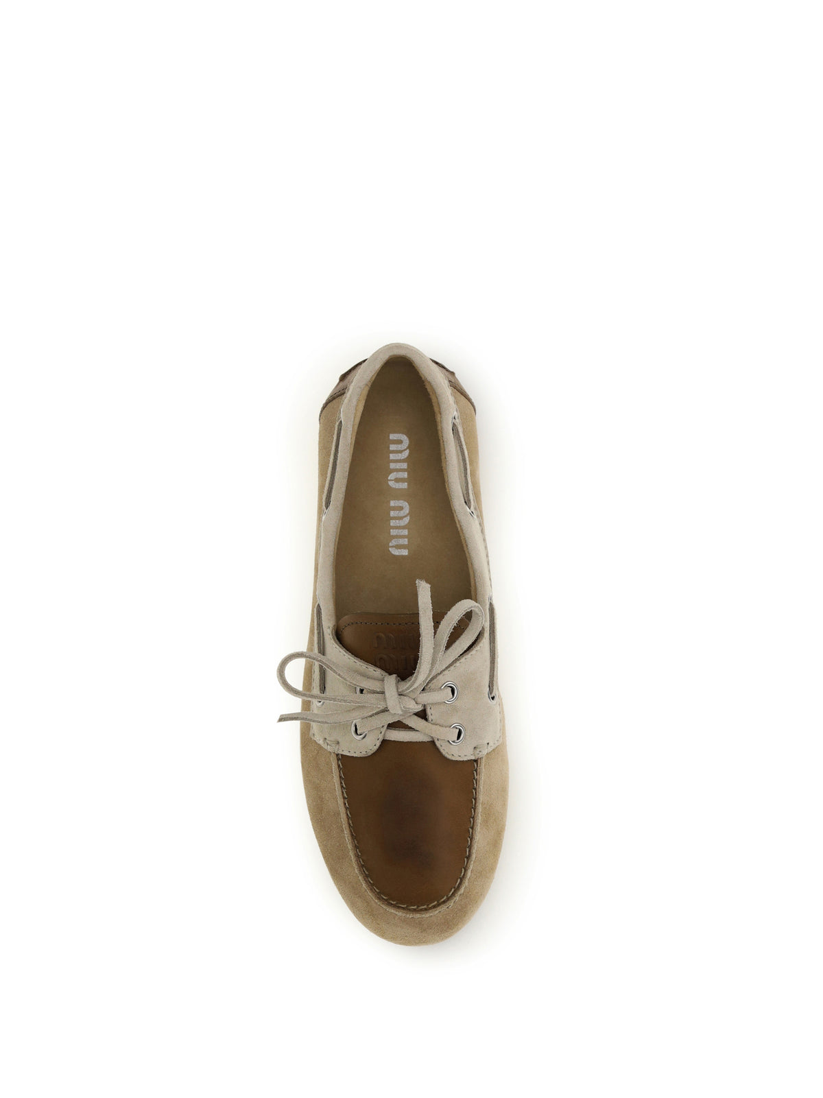 Miu Miu Leather and suede Loafers - Ecru'+Cannella