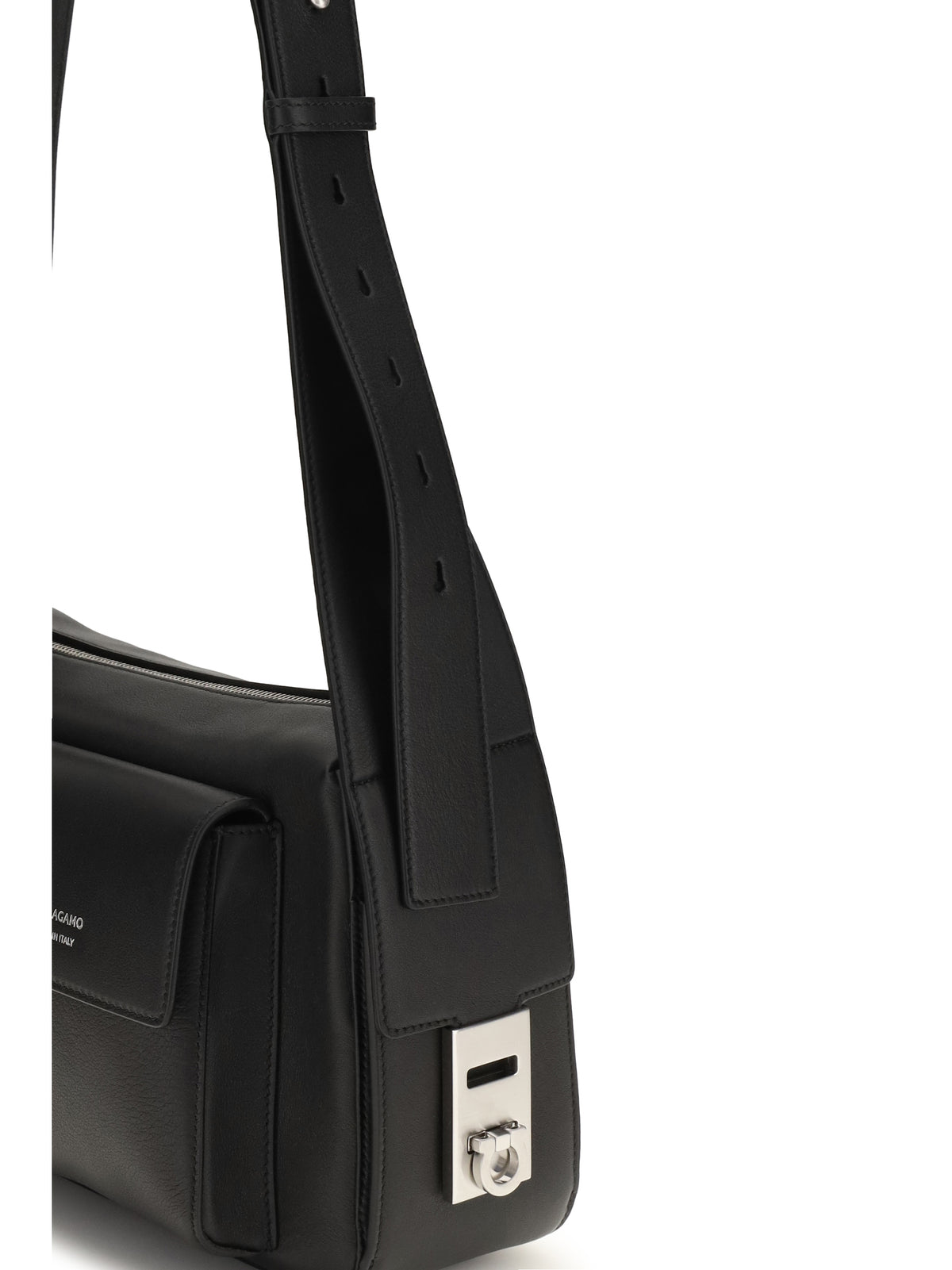 Ferragamo Hug Buckle Utility Shoulder Bag - Black