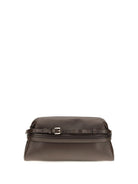 Moschino Leather Clutch with buckle detail - Cioccolato