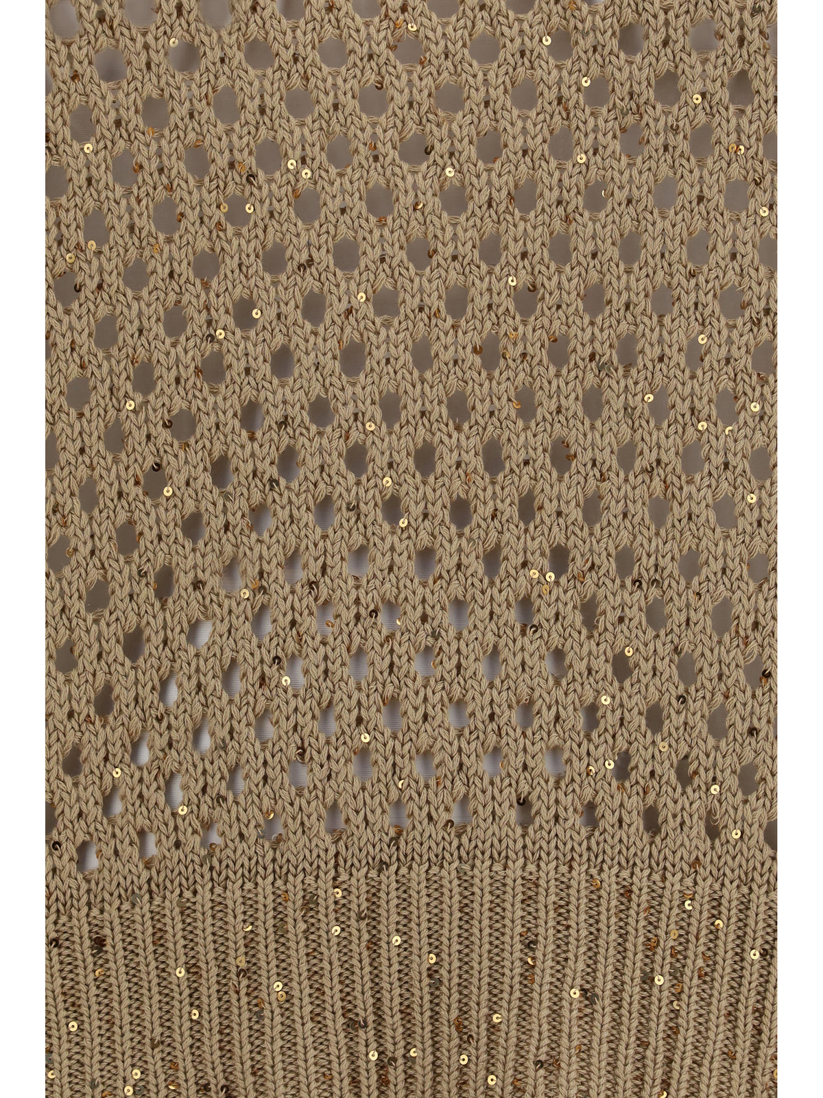 Max Mara Studio Open knit cotton Sweater with sequins - Camel