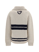Prada Wool zip Cardigan - Avorio+Blu