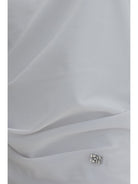 Ganni Asymmetric draped stretch cotton Top - Bright White