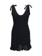 Alessandra Rich Checked bouclé tweed mni Dress with bows - Black