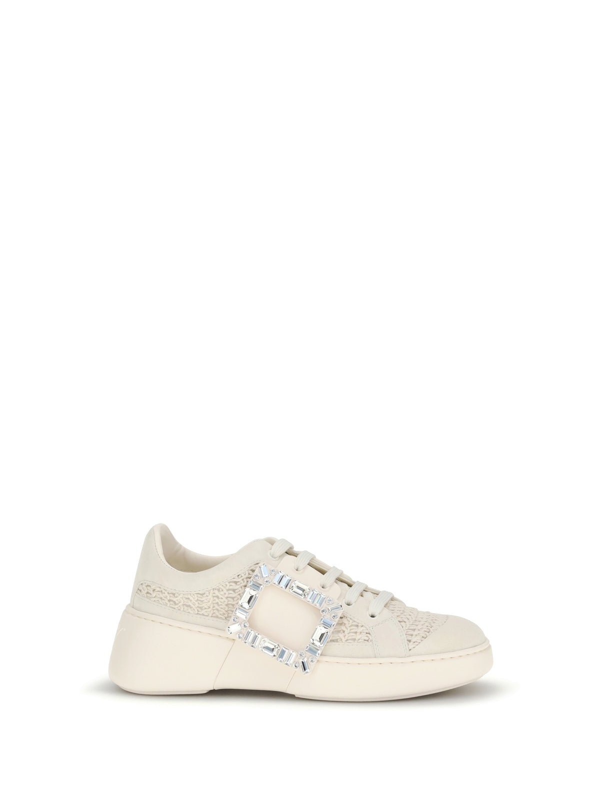 Roger Vivier Viv' Skate leather Sneakers with embroderies details - White Marmo