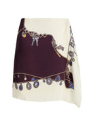 Versace Printed silk twill Mini Skirt - Burgundy+White+Gold