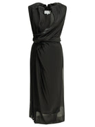 Maison Margiela Draped silk midi dress - Black