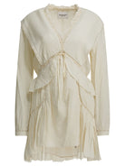 Marant Étoile "Damya" cotton and linen short dress - Beige