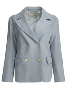 Max Mara Studio Linen double-breasted blazer - Light Blue